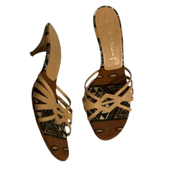 Casadei Leather Sandal Slides Kitten heel Made in Italy - Picture 1 of 8
